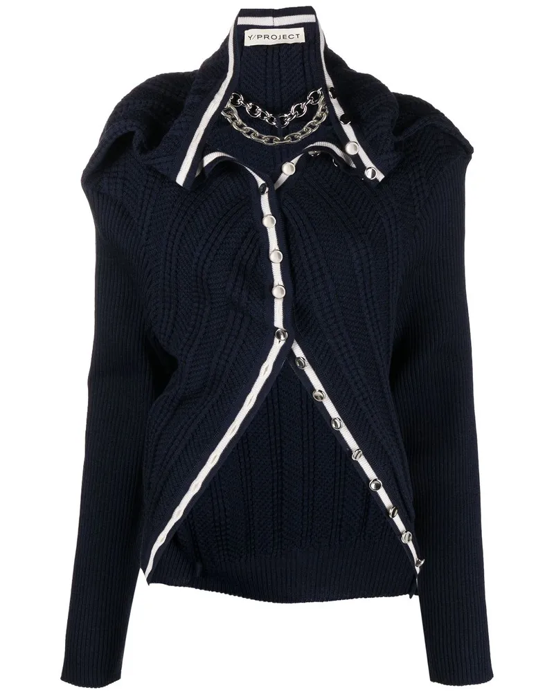 Y/PROJECT Cardigan mit Kette Blau