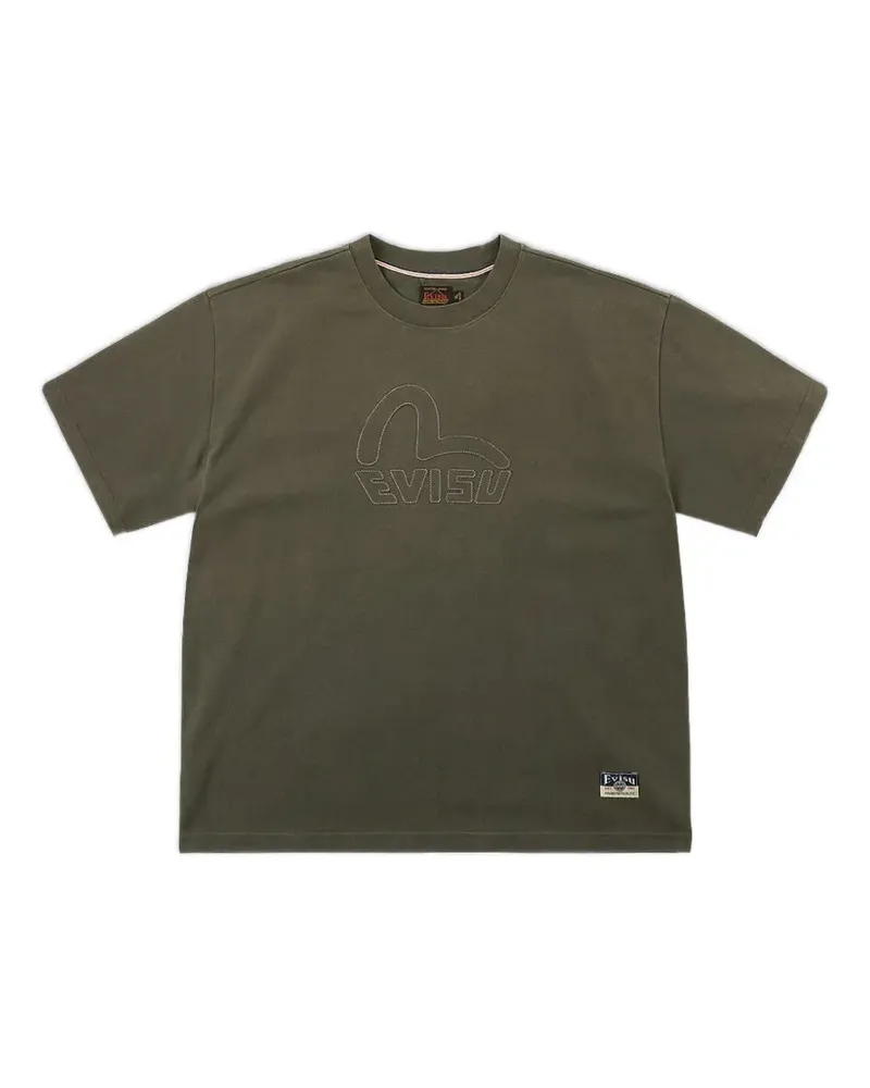 Evisu T-Shirt mit Möwen-Patch - Grün Grün