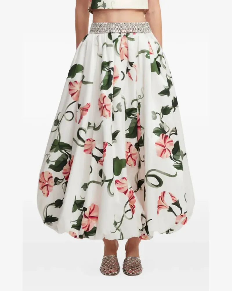 LEO LIN Florales T-Shirt mit Kristallen - Weiß Weiß