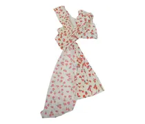 Drapiertes Bikinioberteil mit Blumen-Print - Weiß