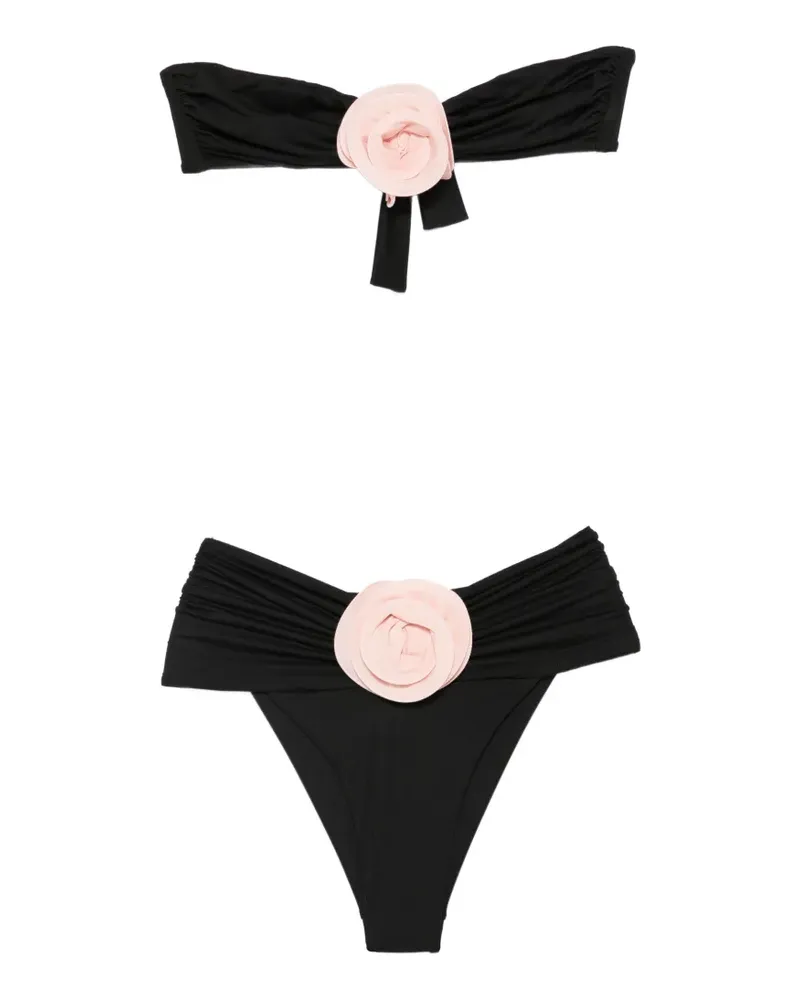 La Reveche Derya floral-appliqué bikini - Schwarz Schwarz