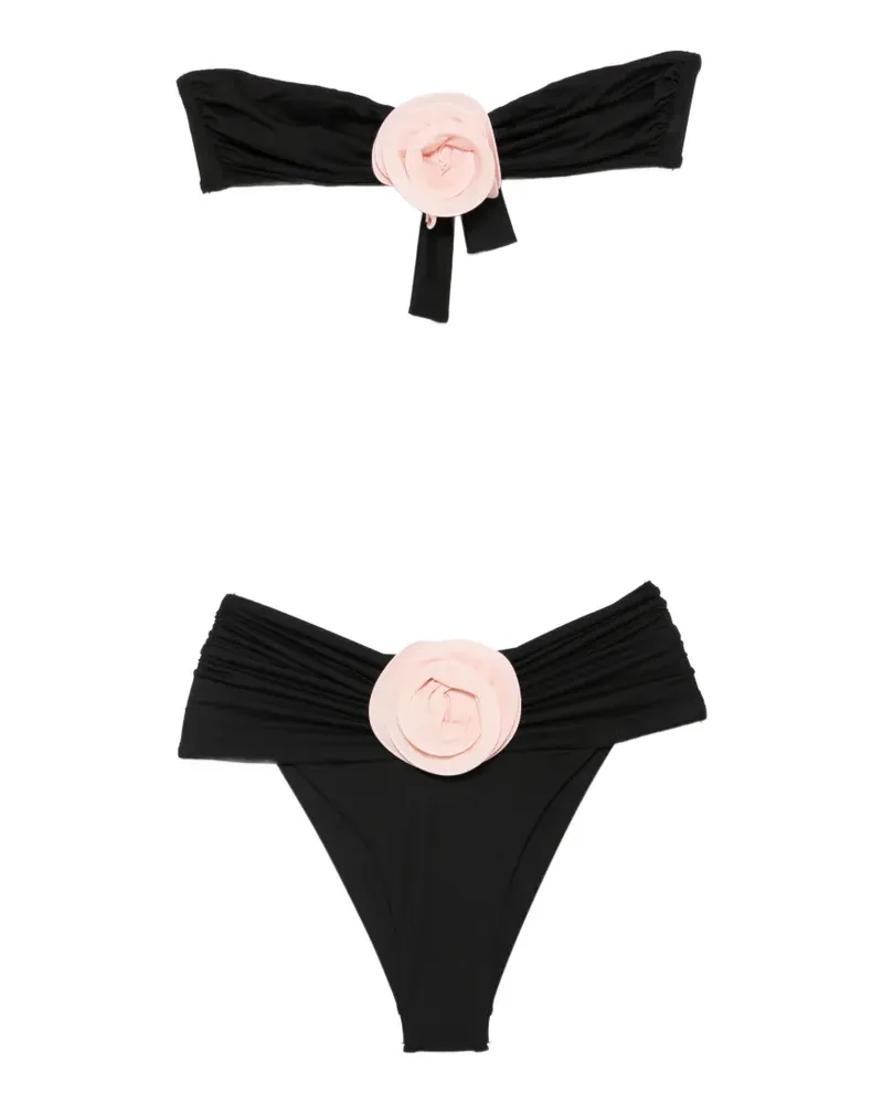 La Reveche Derya floral-appliqué bikini - Schwarz Schwarz