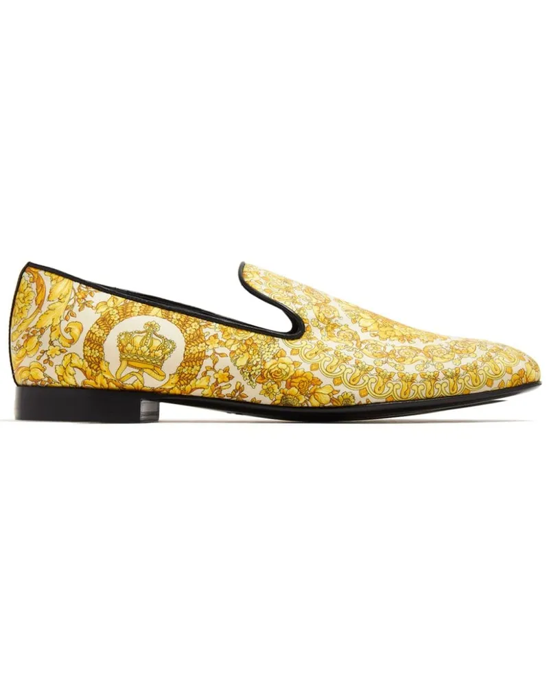 Versace Loafer aus Satin mit Barocco-Print - Gelb Gelb