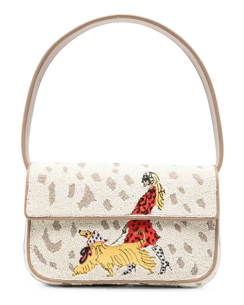 STAUD Tommy Schultertasche mit Perlen - Nude Nude