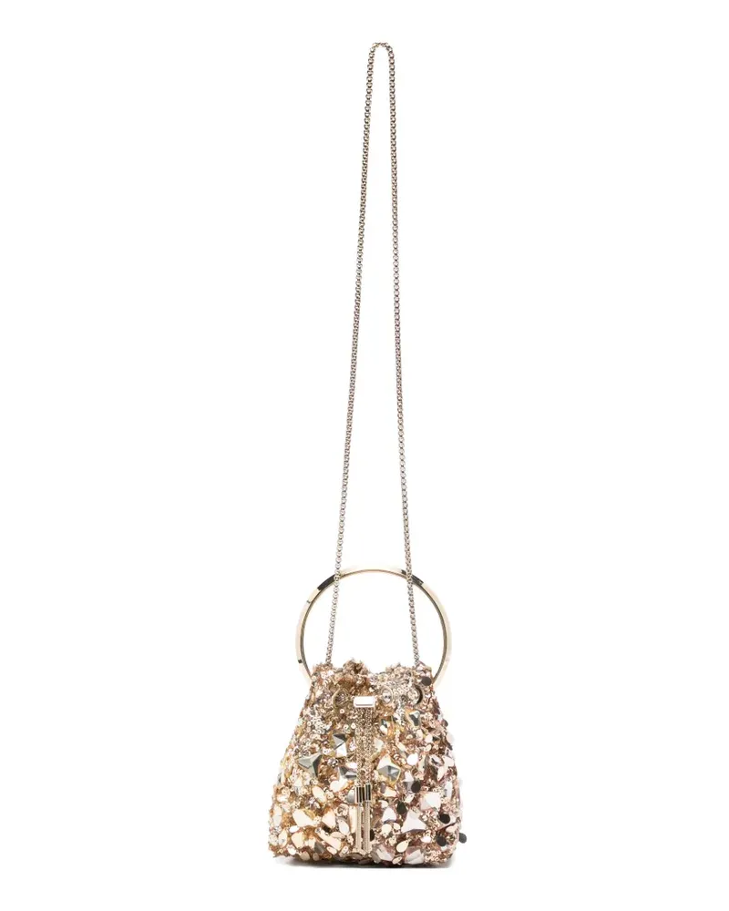 Jimmy Choo Bon Bon crystal-embellished bucket bag - Gold Gold