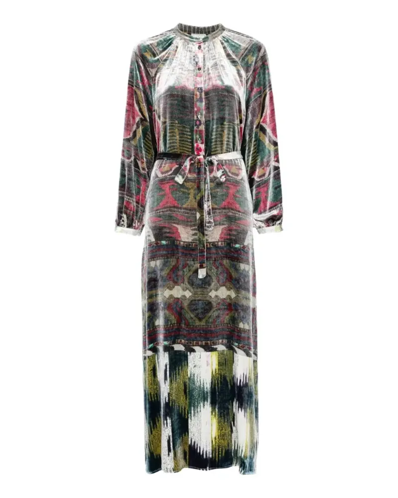 Pierre-Louis Mascia Kanpur printed belted midi dress - Grün Grün