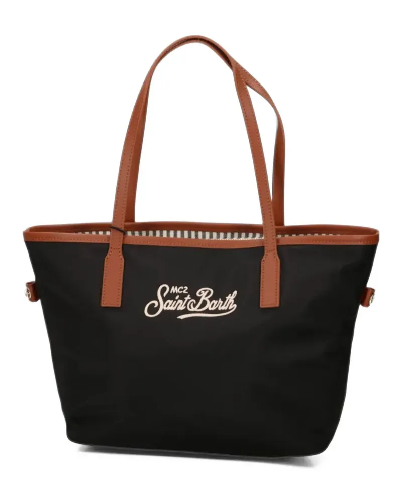 MC2 Saint Barth City Tote Bag mit Logo-Stickerei und Kontrastbesatz - Schwarz Schwarz