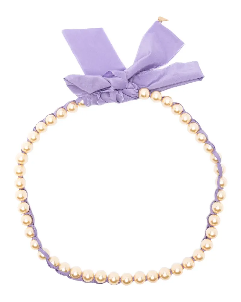 forte_forte faux-pearl ribbon necklace - Violett Violett