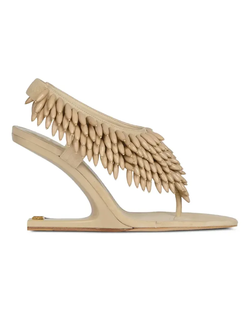 Balmain Kein Wedge-Slipper mit Perlen - Nude Nude