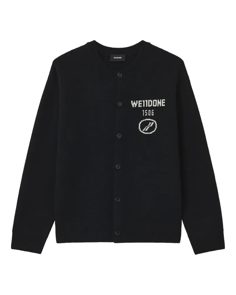 WE 11 DONE logo-intarsia knitted cardigan - Schwarz Schwarz
