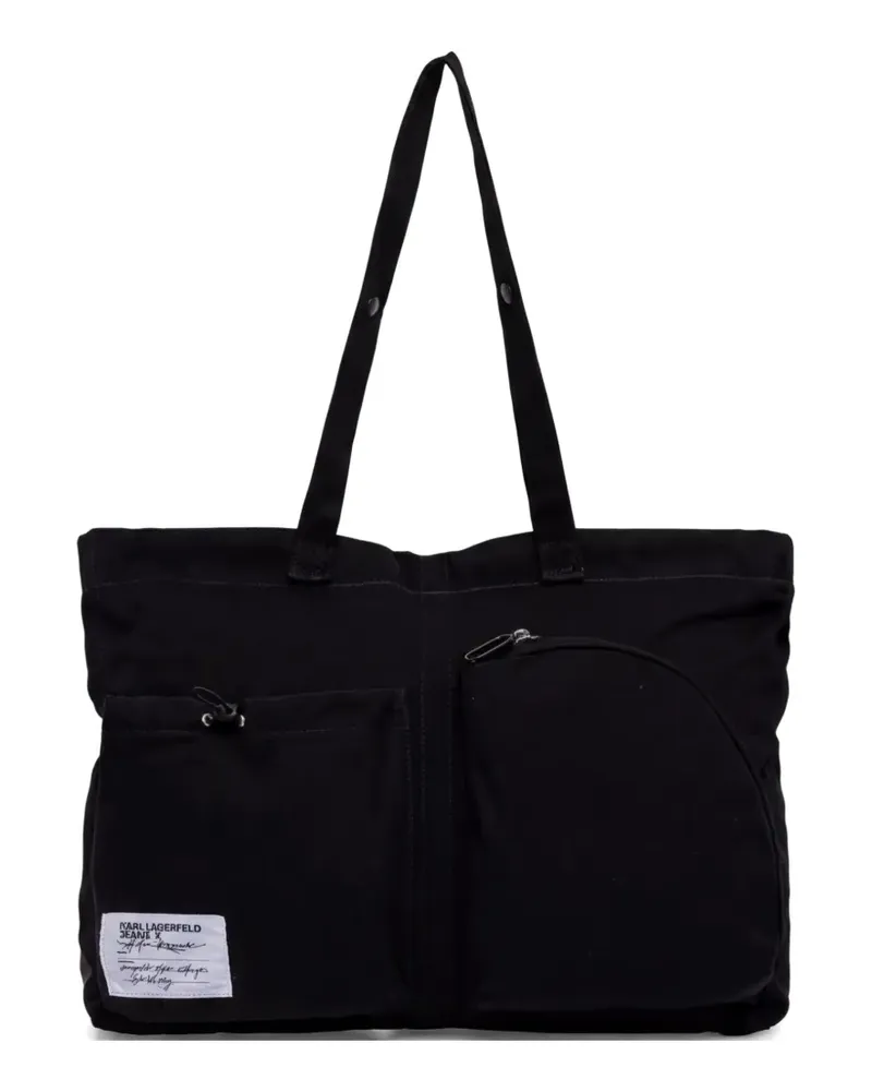 Karl Lagerfeld logo-patch pocket tote bag - Schwarz Schwarz