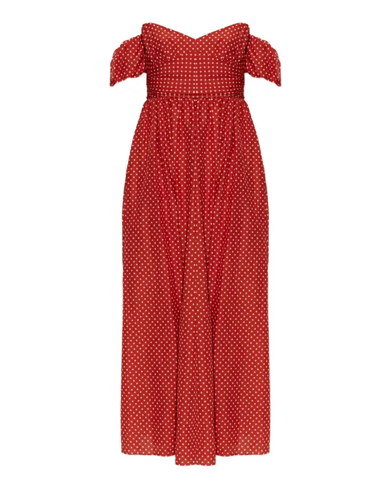 Matteau Schulterfreies Kleid mit Polka Dots - Rot Rot