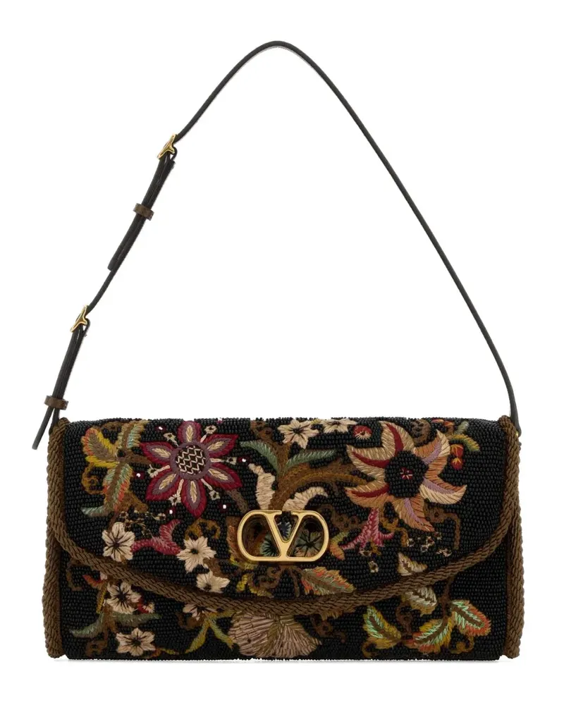 Valentino Garavani Kleine DeVain Schultertasche mit Stickerei - Schwarz Schwarz
