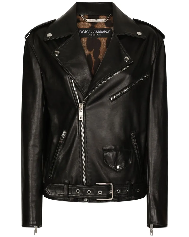 Dolce & Gabbana Bikerjacke aus Leder - Schwarz Schwarz