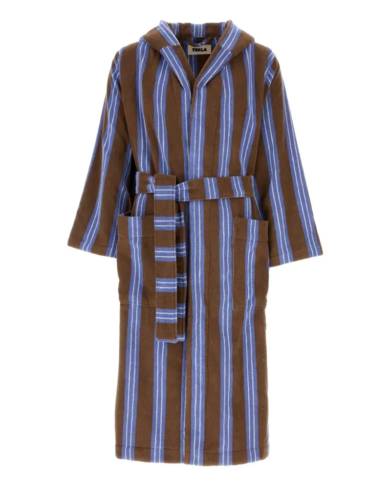 TEKLA hooded striped bath robe - Braun Braun