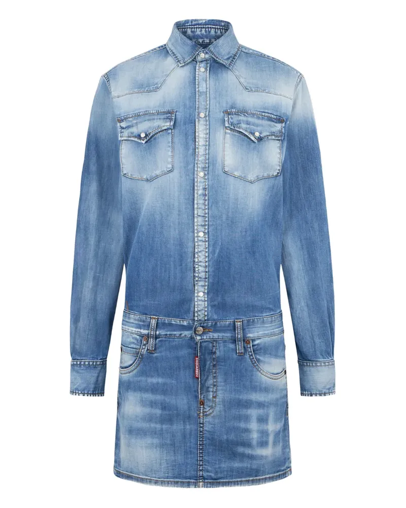 Dsquared2 Ausgeblichenes Trucker-Kleid - Blau Blau