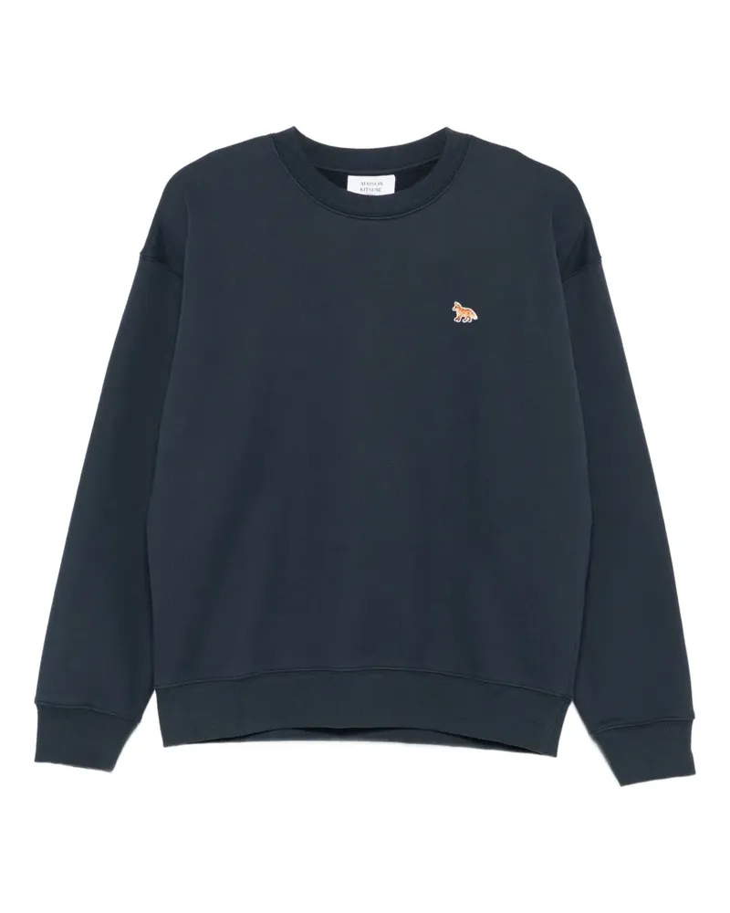 Kitsuné Sweatshirt mit aufgesticktem Fuchs - Blau Blau