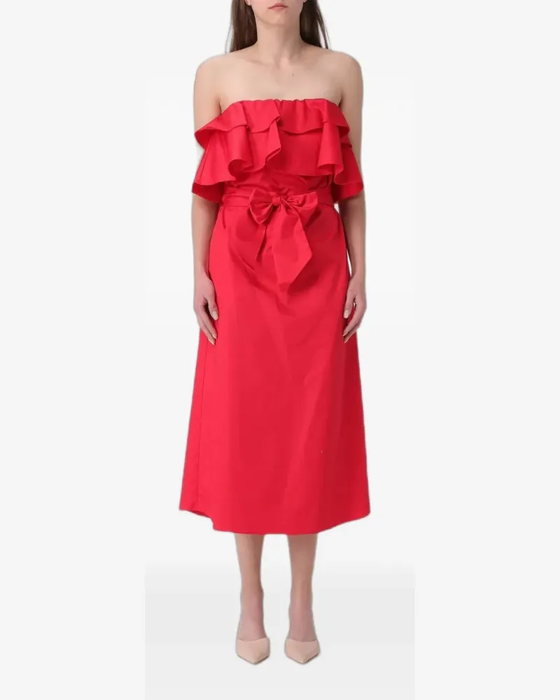 Hanita Gerüschtes Kleid mit Schleife - Rot Rot