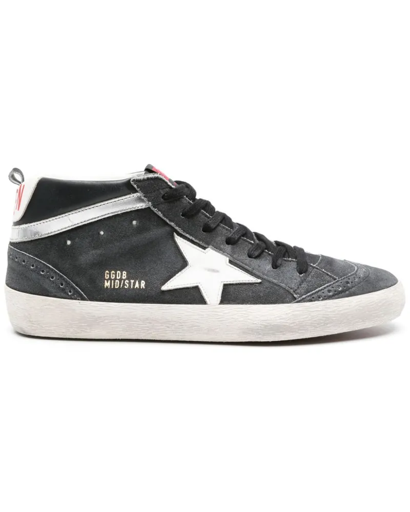 Golden Goose Mid Star Sneakers aus Wildleder mit Logo - Schwarz Schwarz