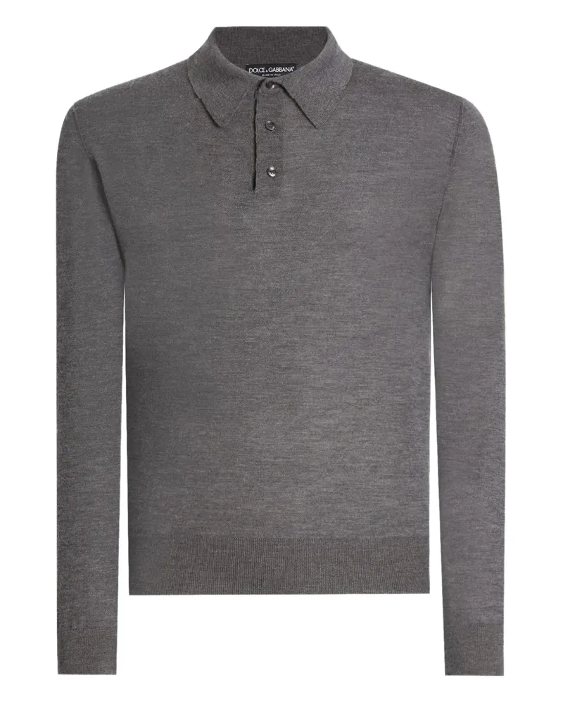 Dolce & Gabbana Langärmeliges Poloshirt - Grau Grau