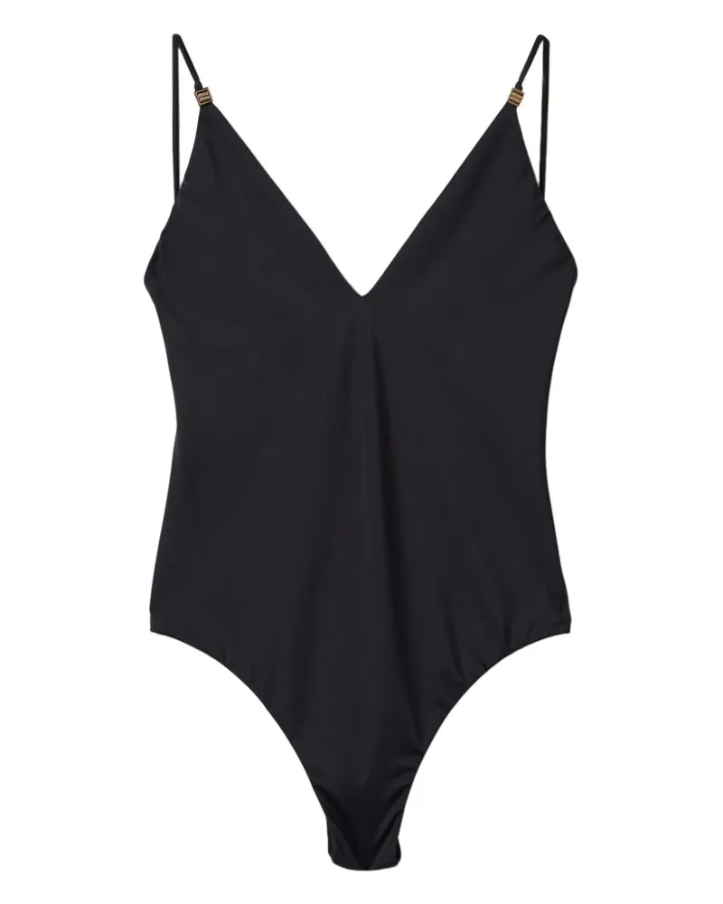 Miu Miu Badeanzug mit Logo-Schild - Schwarz Schwarz