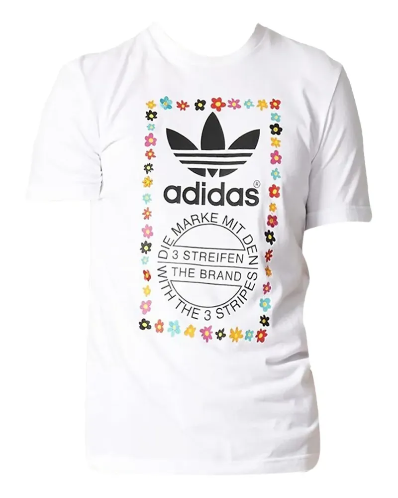adidas T-Shirt mit Blumen-Logo - Weiß Weiß