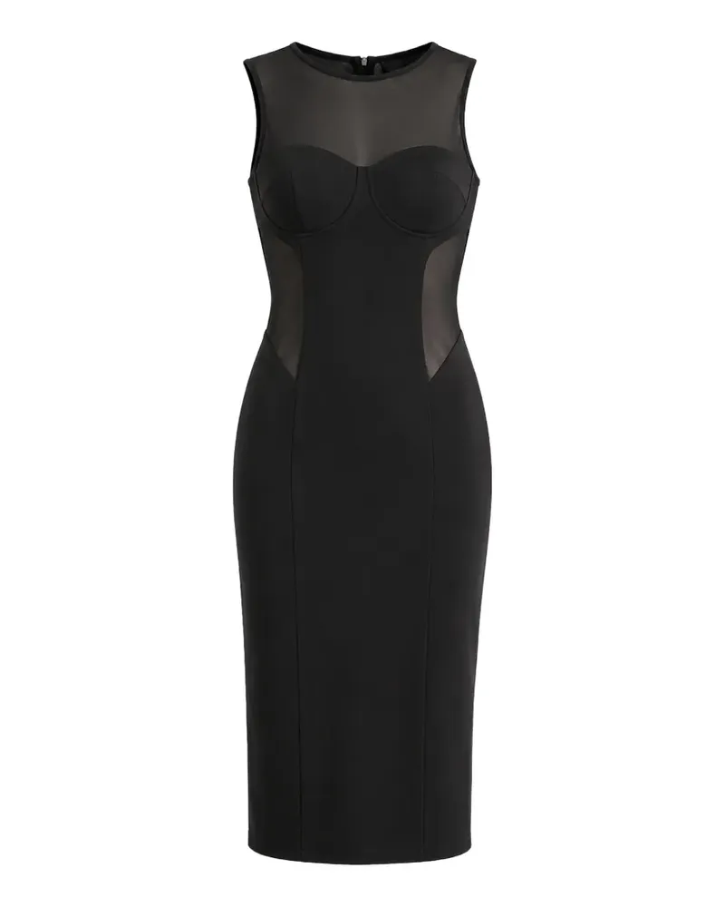 Patrizia Pepe mesh-panelled corset-style dress - Schwarz Schwarz
