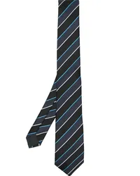 Lanvin Krawatte mit diagonalen Streifen Schwarz