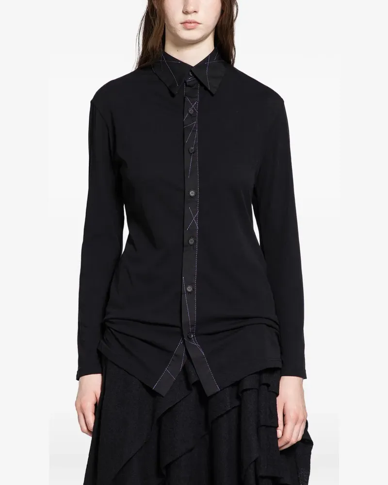 Yohji Yamamoto Hemd mit Ziernähten - Schwarz Schwarz