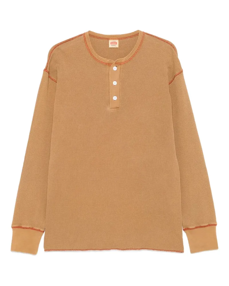 GRAMICCI Waffelstrick-Pullover mit Knopfleiste - Braun Braun
