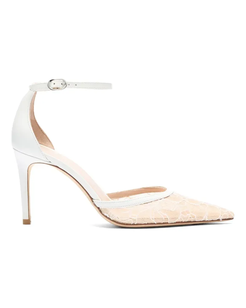 Stuart Weitzman Stuart Power Strap 85 lace-mesh pumps - Weiß Weiß