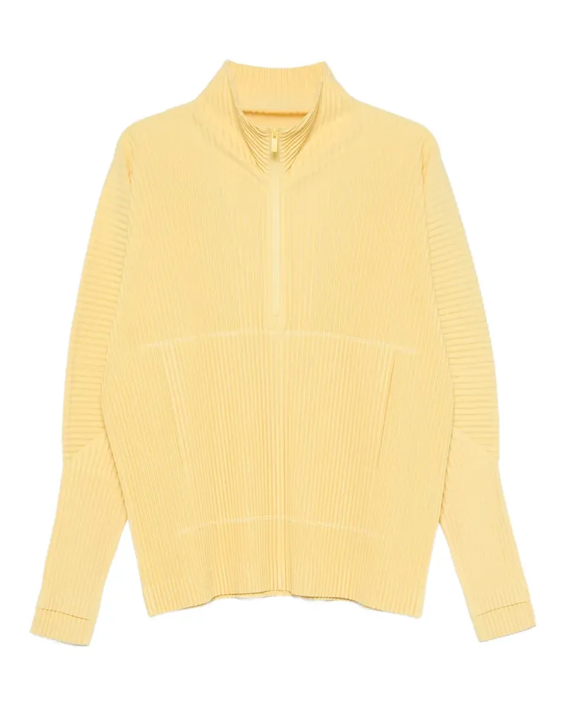 Issey Miyake pleated half-zip T-shirt - Gelb Gelb