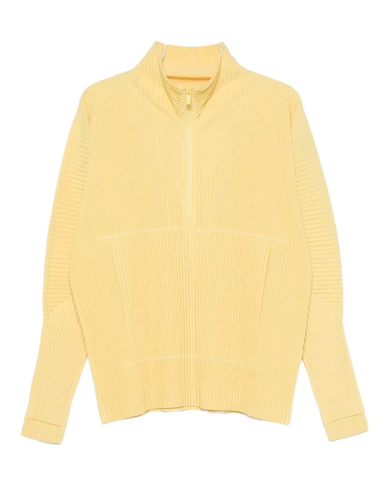Issey Miyake pleated half-zip T-shirt - Gelb Gelb