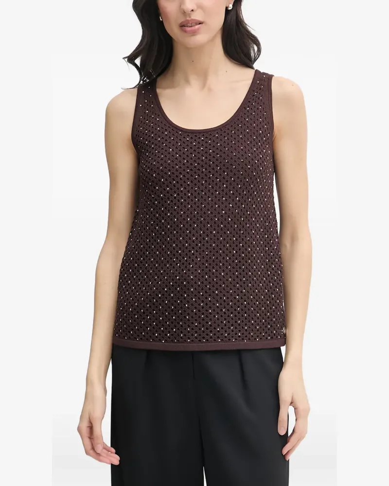 Joseph Ribkoff stud-embellished open-knit tank top - Braun Braun