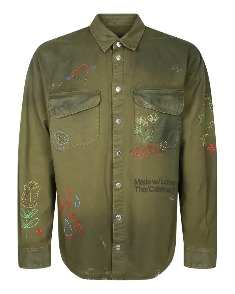 Dsquared2 embroidered studded shirt - Grün Grün