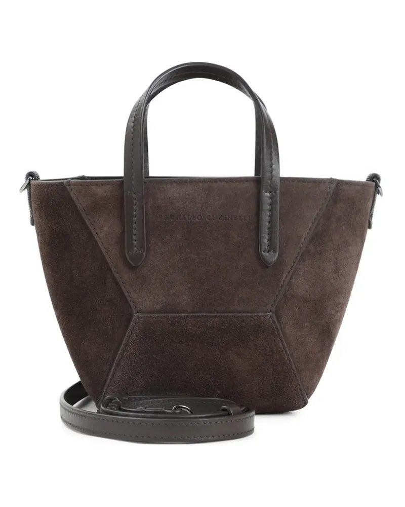Brunello Cucinelli mini suede panelled tote bag - Braun Braun