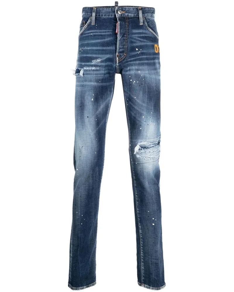 Dsquared2 Slim-Fit-Jeans im Distressed-Look - Blau Blau