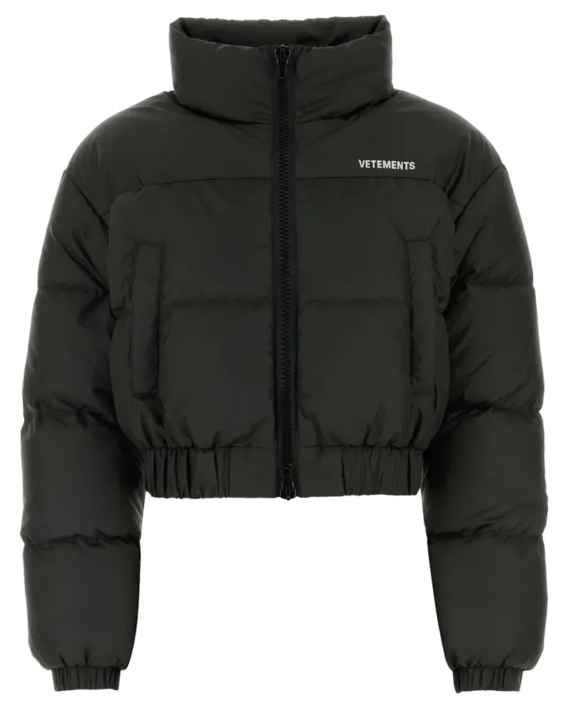 VETEMENTS Daunenjacke mit Logo - Schwarz Schwarz