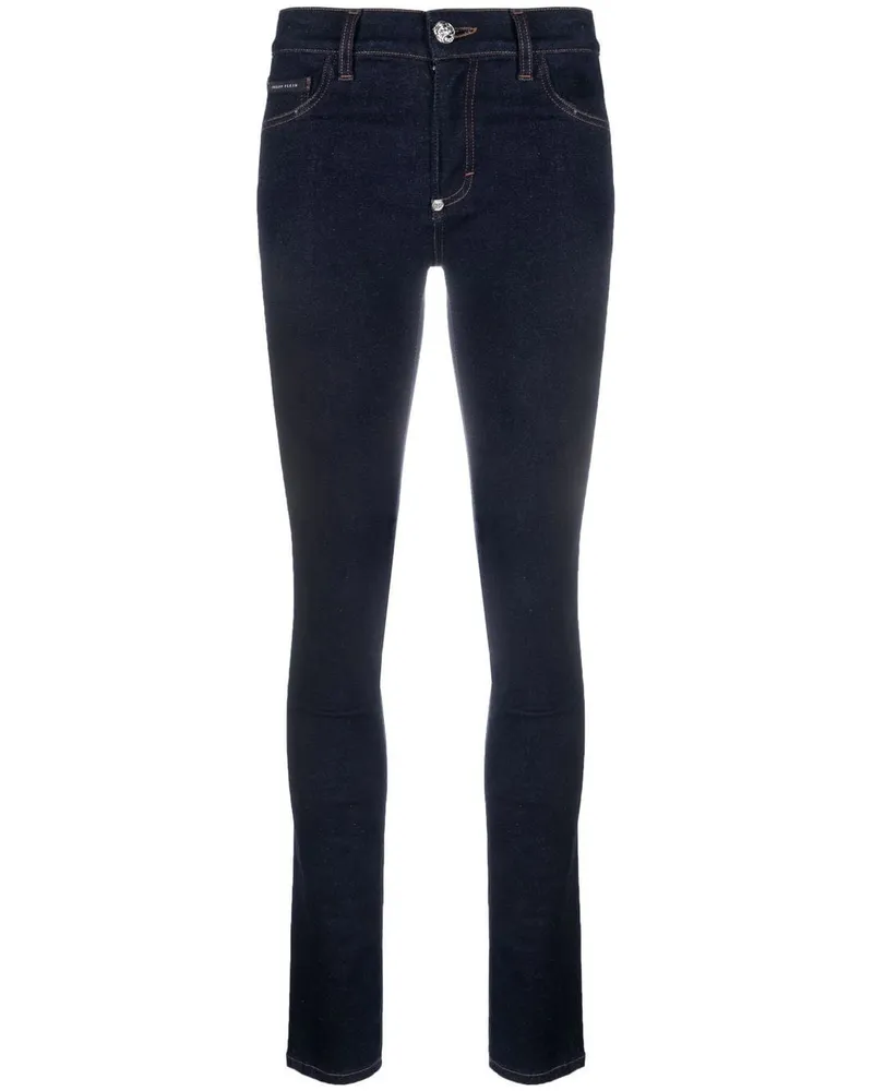 Philipp Plein Halbhohe Skinny-Jeans - Blau Blau