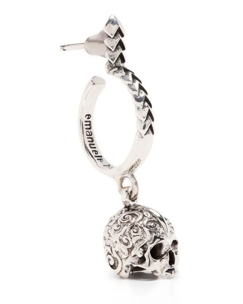 Emanuele Bicocchi Hängeohrring mit Arabesque-Totenkopf - Silber Silber