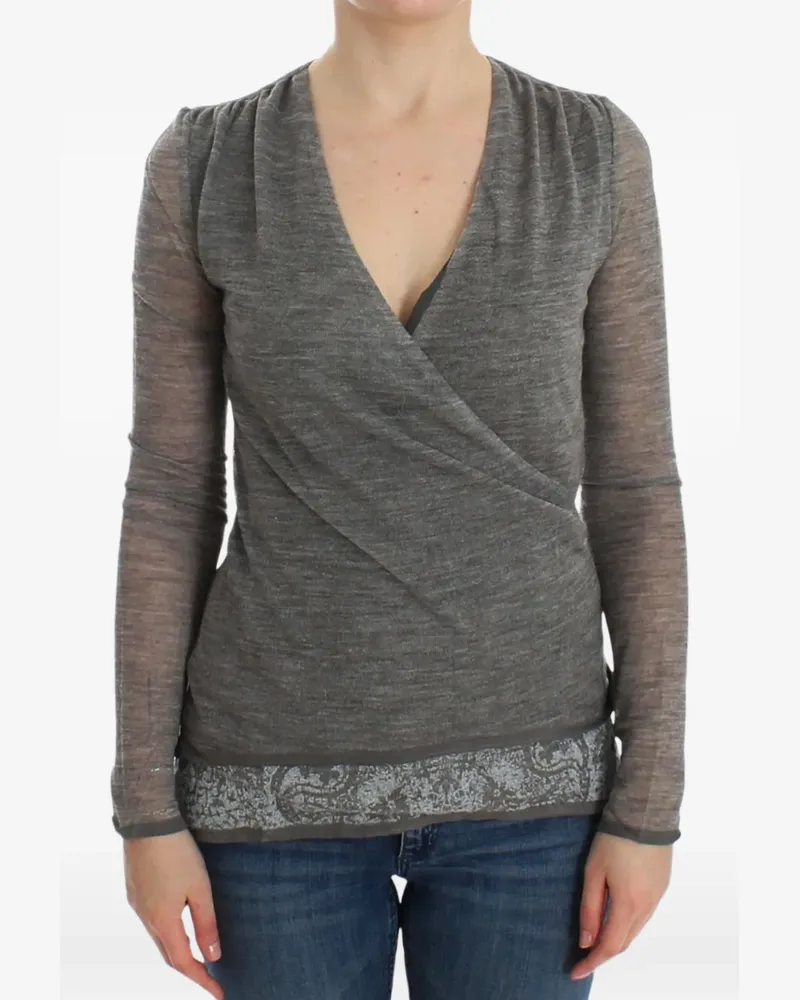 Ermanno Scervino Gewickeltes Oberteil mit Paisley-Saum - Grau Grau