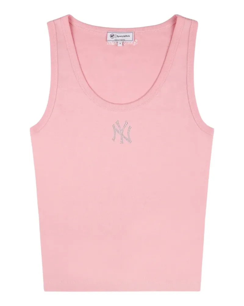 SPORTY & RICH Yankees Krystal Cropped-Tanktop - Rosa Rosa