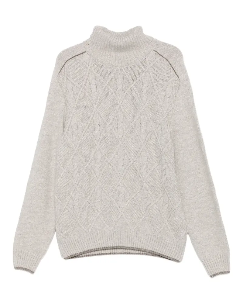 Paul & Shark Rollkragenpullover mit Zopfmuster - Nude Nude