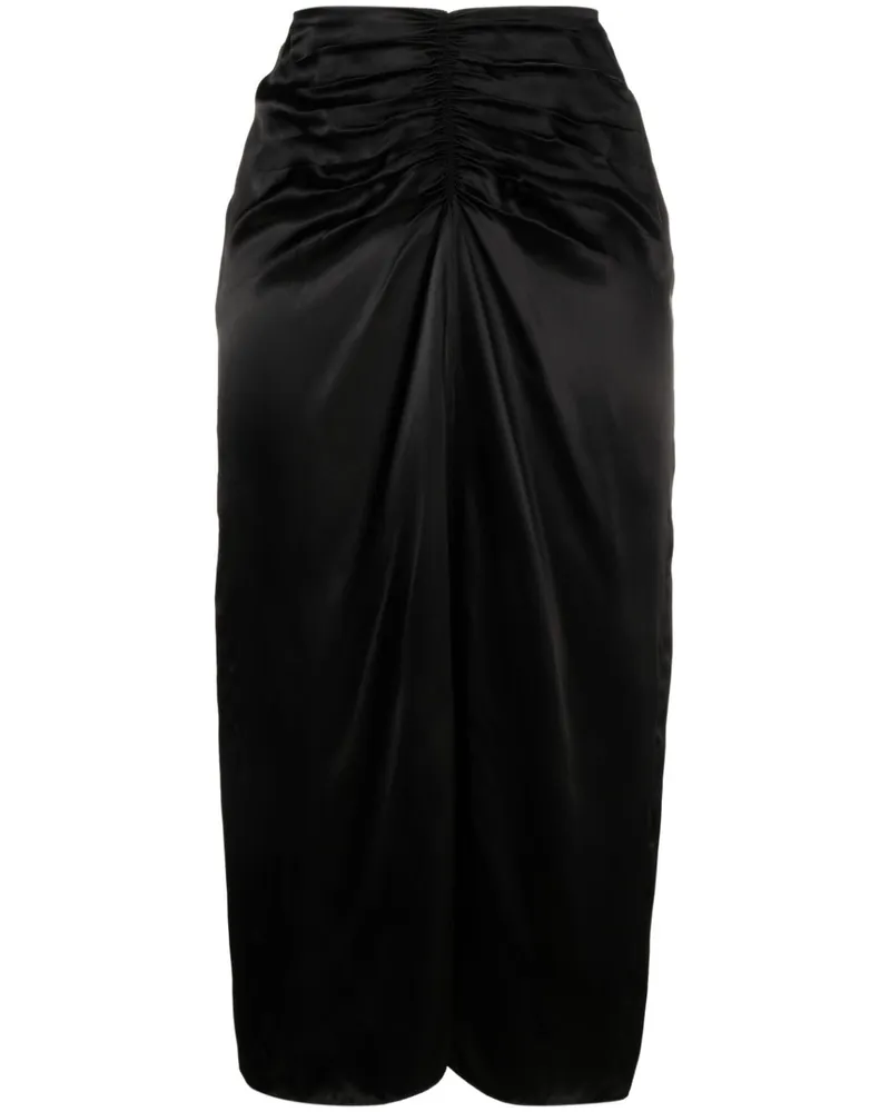 Lanvin Midirock mit Raffung - Schwarz Schwarz