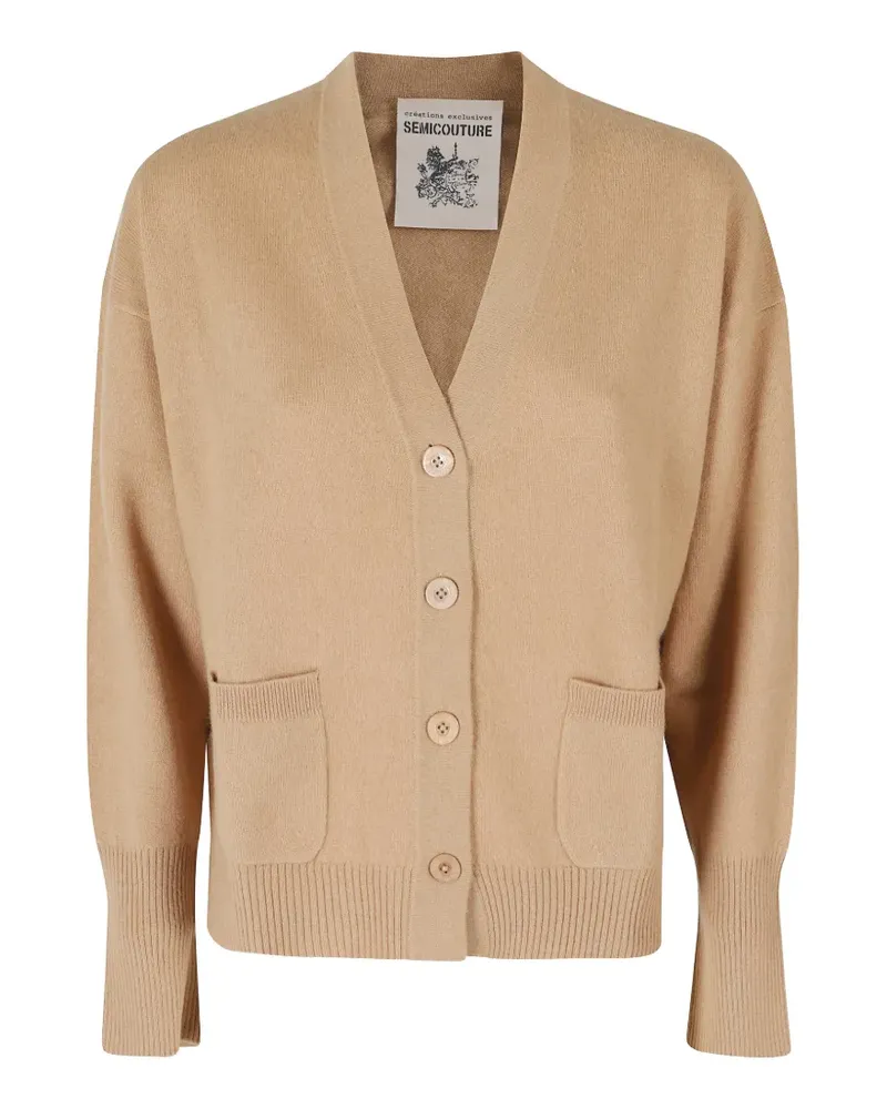 Semicouture button-up patch-pocket cardigan - Nude Nude