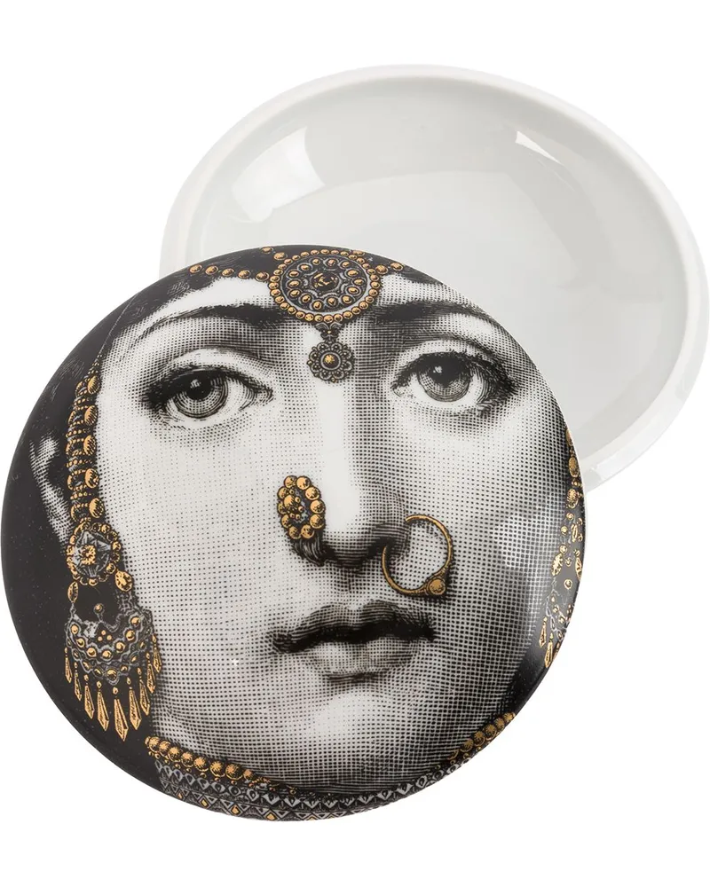 Fornasetti Teller mit Print Schwarz