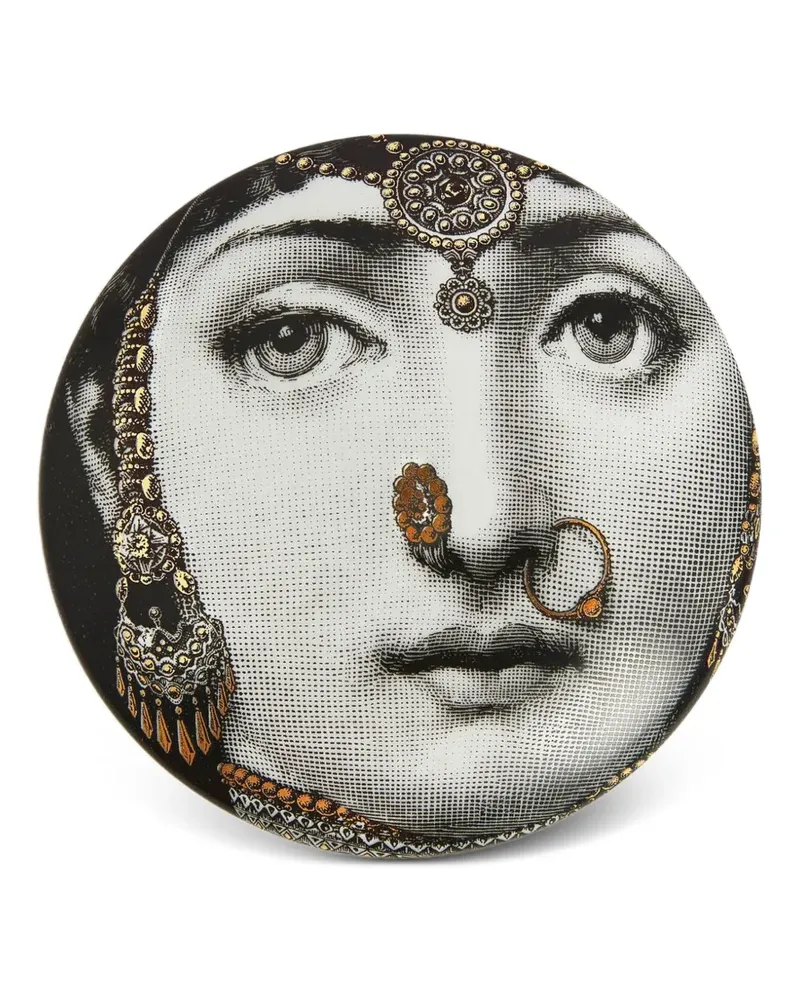 Fornasetti Teller mit Print - Schwarz Schwarz