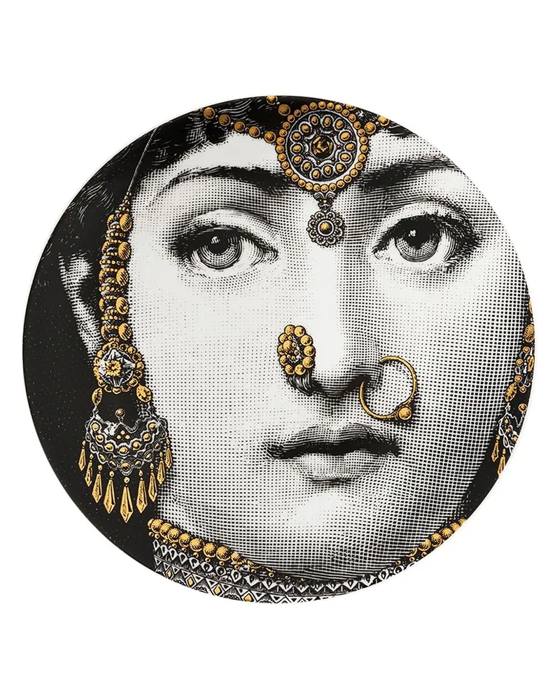 Fornasetti Wandteller mit Gesichts-Print Schwarz