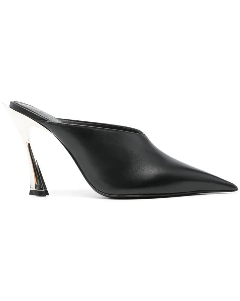 Thierry Mugler Mules aus Leder 95mm - Schwarz Schwarz