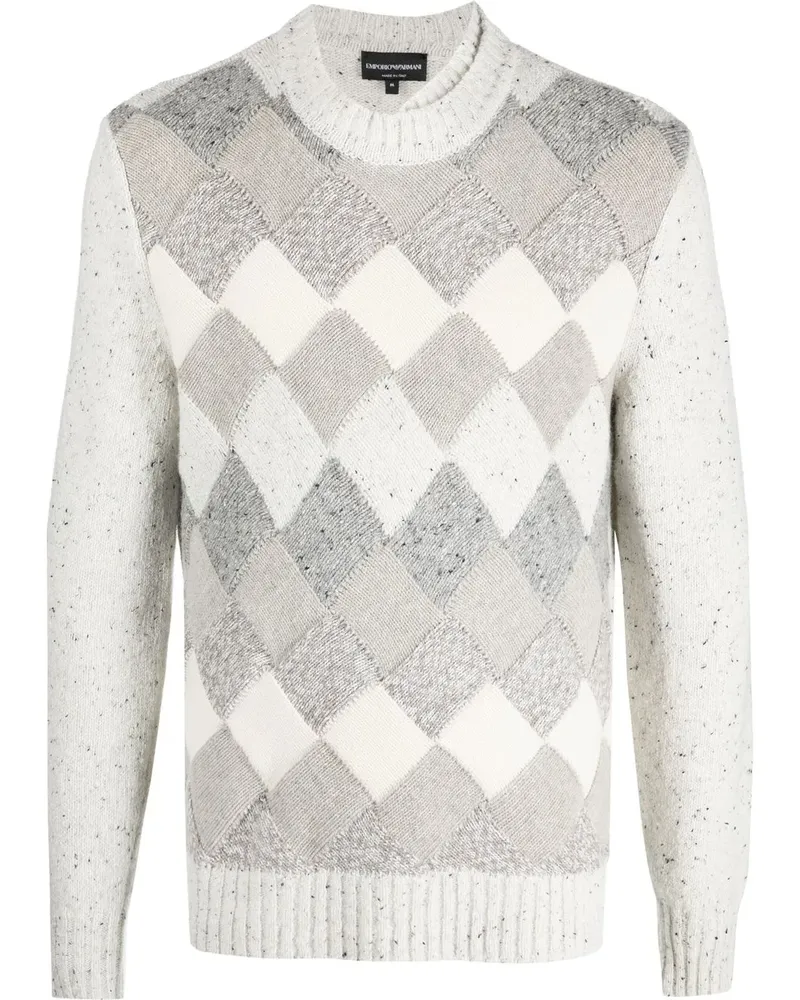 Emporio Armani Pullover mit Argyle-Muster - Grau Grau